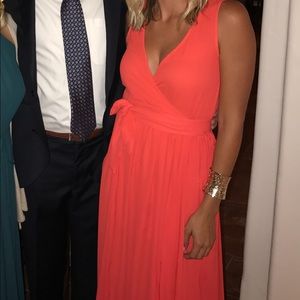 Fire Red faux wrap maxi dress